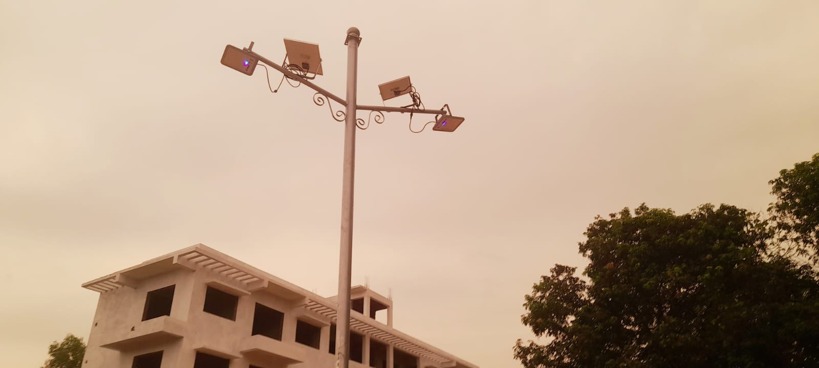 Installed solar-powered lighting pole at Paradise Homes